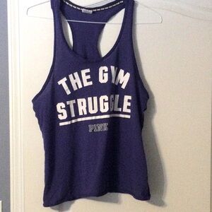 Women’s Pink Victoria’s Secret Tank Top Sz M “The Gym Struggle”